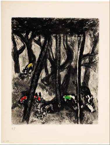 “Os lobos e as cegonhas”, Chagall